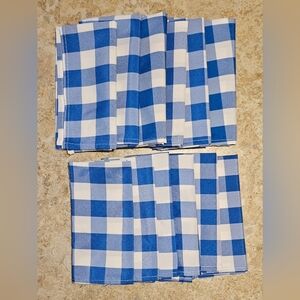 Blue Checkered Gingham Napkins, Dozen. UNUSED